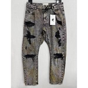 One Teaspoon Saints Jeans Women Size 26 Acid Wash Distressed Gray 31 x 27 NWT